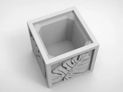 Monstera deliciosa relief vase 3D print model