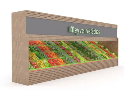 3D model greengrocer department fruit and vegetable Low-poly 3D model