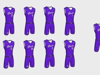 Basketball Fantasy Team Sharks Uniform - Character Design Low-poly 3D model