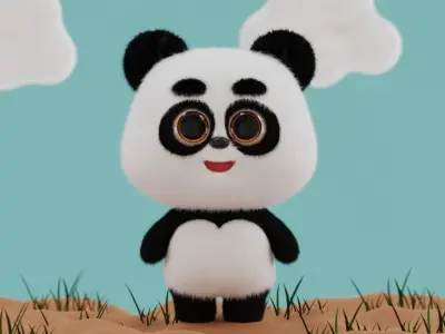 Cute Animal Character Panda for games cartoon and more other Low-poly 3D model