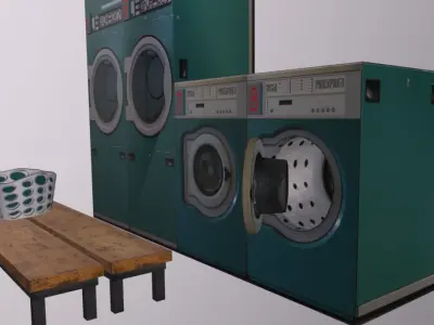 ShopFront Contents Launderette SIDE Low-poly 3D model