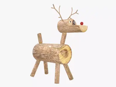 Christmas Logs Deer Low-poly 3D model