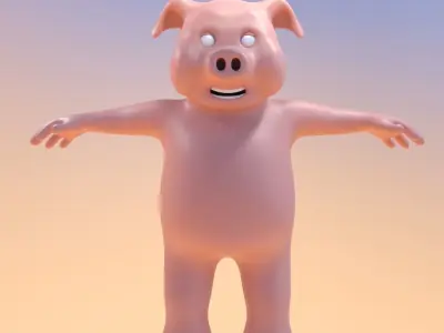 Pig Character Rigged Low-poly 3D model