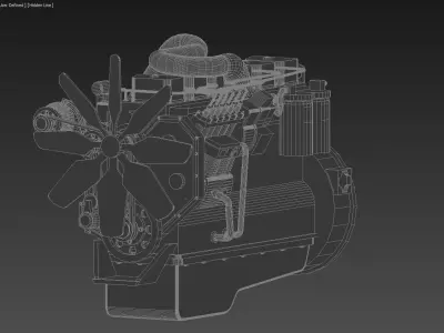 B 5 9L Cummins Turbo Diesel Engine Low-poly 3D model