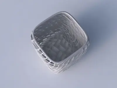 Vase quadratic stumpy with twisted lattice tiles 3D print model