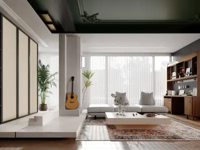luxury living room dining room interior scenes  35 3D model