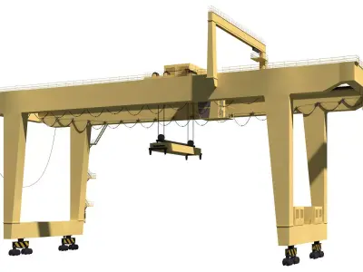 Harbor RTG Gantry crane 04 Low-poly 3D model