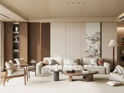 Modern living room 3D model 3D model