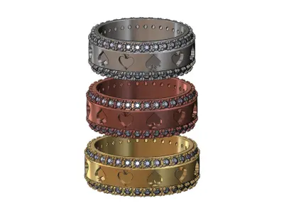 Ace of spades diamond sides cigar band US sizes 7 8 9 3D print model