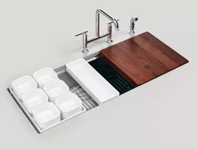 STAGES 45 inch Undermount Single Bowl Kitchen Sink 3D model