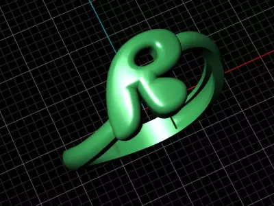 R alphabet bypass shell hallow ring 3D print model
