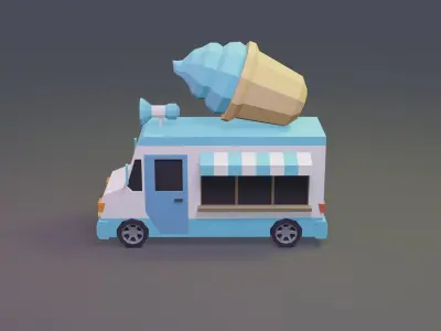 Ice Cream Truck Low-poly 3D model