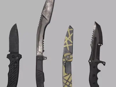 Knifes Pack V1 unity - unreal engine 4 PBR game ready Low-poly 3D model