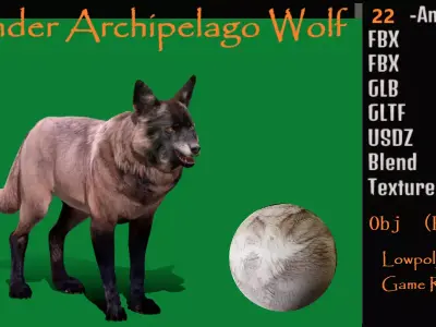 Alexander Archipelago Wolf Low-poly 3D model