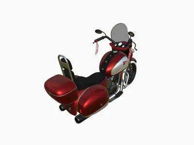 Motorcycle Cartoon B07 Red White - Custom Vehicle Design Low-poly 3D model