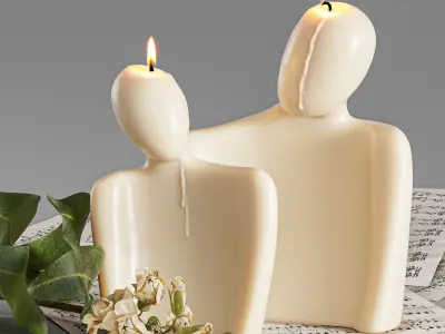Set of decorative candles 3D model