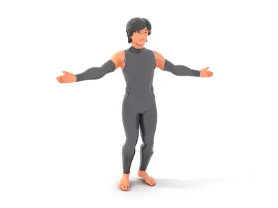 Young Hero D Character Rigged and Animated Low-poly 3D model