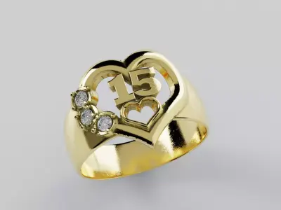 15 Years Heart  - Anillo 15 Anios Corazon 3D print model