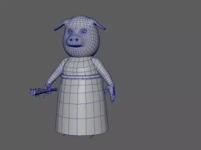 Piggy 3D Model  Rigged Textured Horror Character Maya Low-poly 3D model
