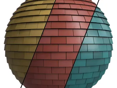 Roof Tile Materials 24- By 3 color Pbr By Sbsar 4k Low-poly 3D model