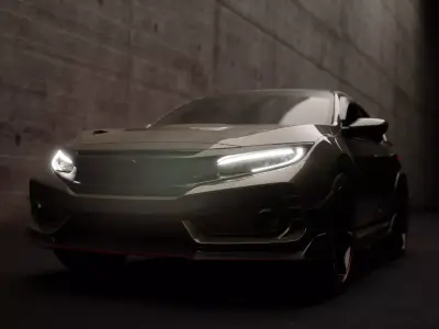 Low poly Honda Civic Type R Varis 2017  without logo Low-poly 3D model