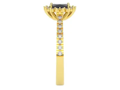 3D printed rosette ring in 18k gold with sapphire and diamond 3D print model