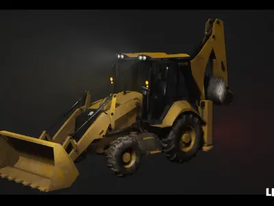 Driveable Animated Excavator Dozer with Material Variations Low-poly 3D model
