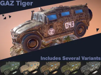 Russian Military Vehicles GAZ Tiger Low-poly 3D model