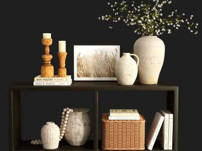 decor set with handcrafted terracotta vases 3D model