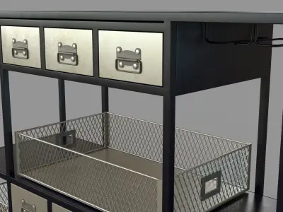 Greer Industrial Bar Cart Antique Nickel 3D model