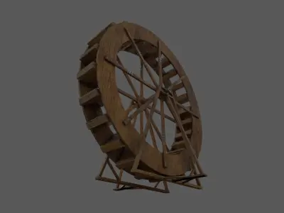 Water Wheel Low-poly 3D model Low-poly 3D model