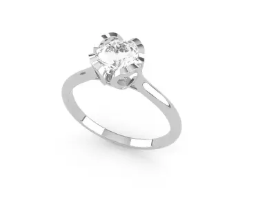 Engagement ring with heart prong size 8 3D print model
