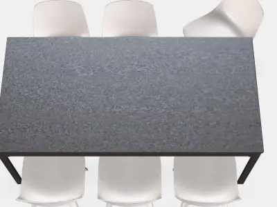 EKEDALEN - ODGER Table and 6 chairs Low-poly 3D model