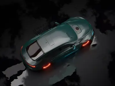 Cyberpunk-style Audi e-tron GT Sedan Low-poly 3D model