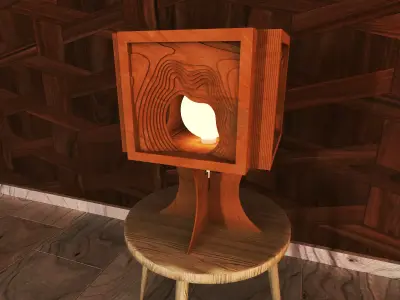 parametric square wood lamp 3D print model