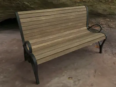 Classic Park Bench 01 Low-poly 3D model