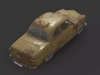 Abandoned Car - Ford Custom Club Coupe Low-poly 3D model