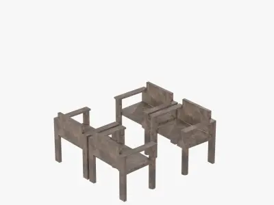 Umbrella Table Patio Pillow Chair id 1 Low-poly 3D model