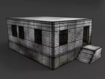 BrickHouse house with stairs and windows Free low-poly 3D model