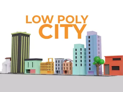 Urban - Low Poly 3d city building model Low-poly 3D model
