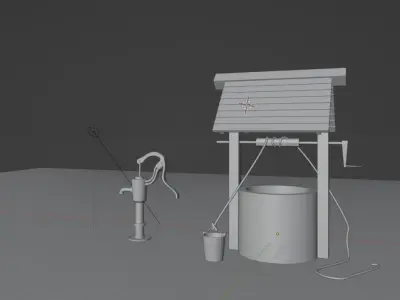 water well low poly  Low-poly 3D model