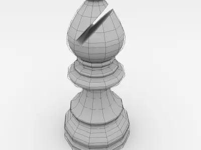 Bishop silver chess piece 3D model