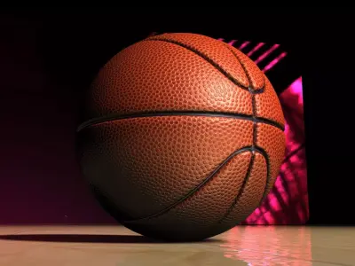 Basketball ball on court Low-poly 3D model