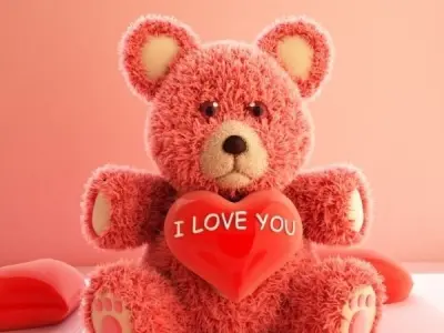 Valentine Teddy Bear Low-poly 3D model