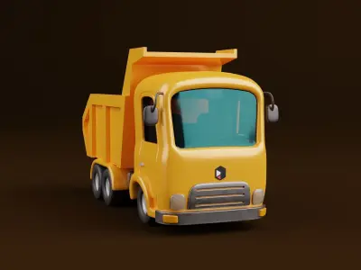 Stylized Cartoon Rigged   Dump Truck 3D model