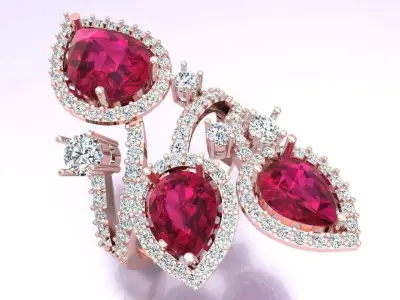 Gemstone rings - Teardrop-stone ring - Diamond rings - N3836 3D print model