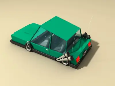 CAR 6 with roof Low-poly 3D model