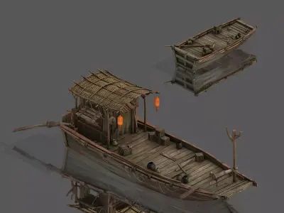 Game Pier - Wooden Boat 3D model