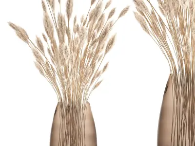 Bouquet of dried white reeds in a Vase 149 3D model