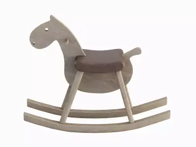 Wooden Rocking Horse Set Low-poly 3D model